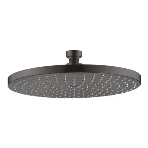 Kopfbrause in runder Form mit vielen Düsen, aus schwarzem Metall. Das Produkt ist von der Marke AXOR und hat eine einfache, funktionale Bauweise.